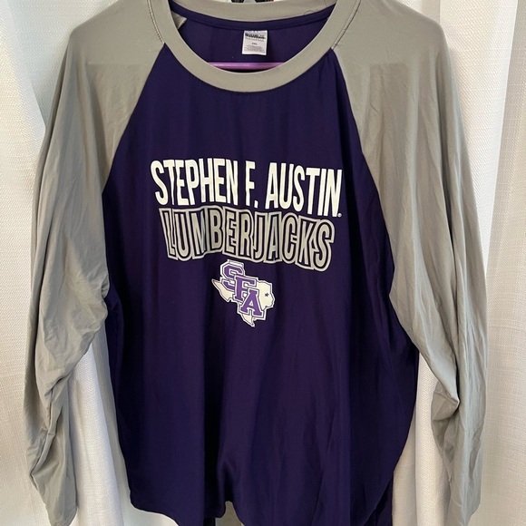 Sideline Apparel Tops - Stephen F. Austin Lumberjacks Purple and Gray Long Sleeve Shirt